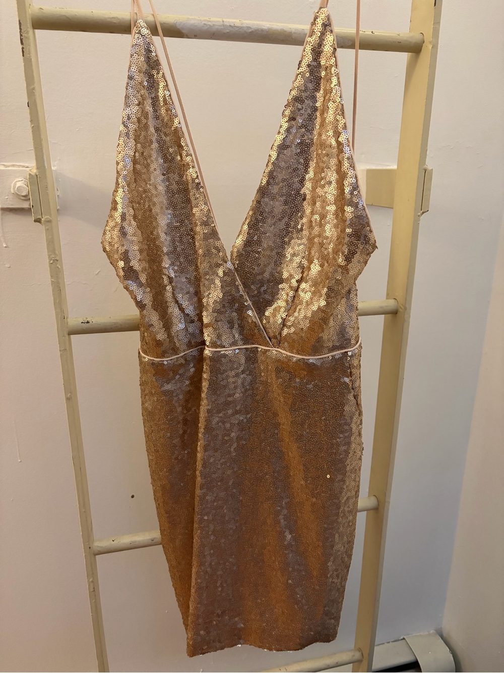 Sequin Slip Mini Dress in Champagne